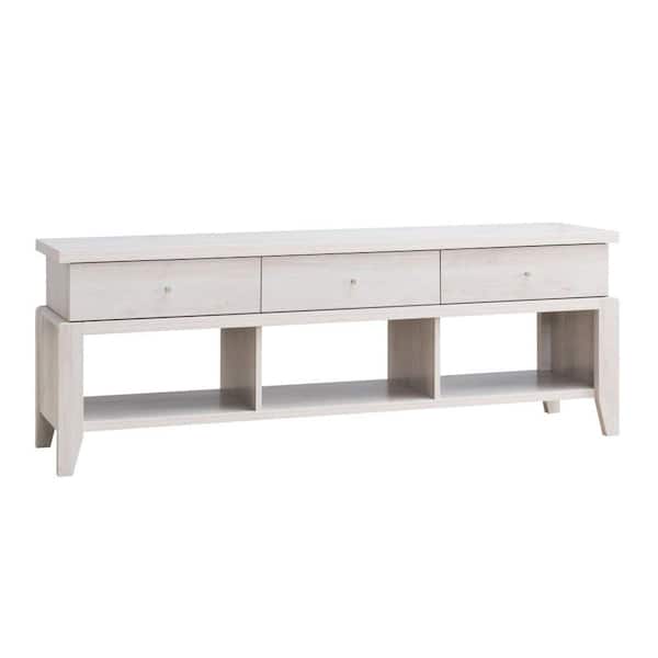 Benjara 60 in. White Oak Wooden Modern TV Media Entertainment Console with Drawers