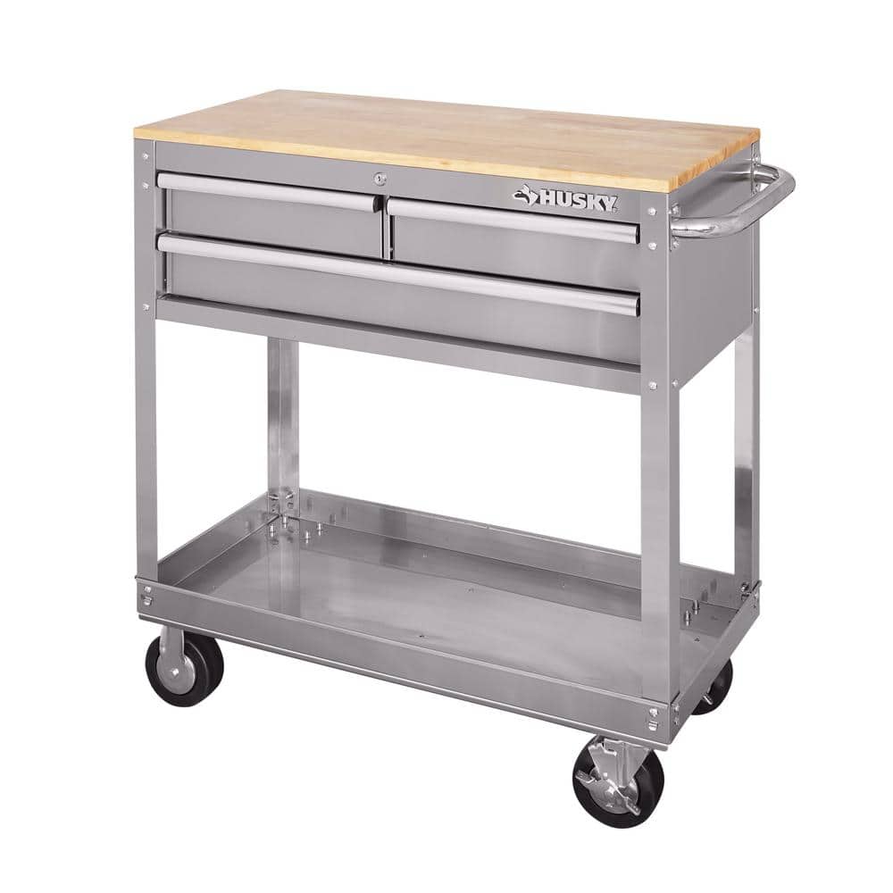 Reviews for Husky Tool Storage 36 in. W Stainless Steel Utility Cart ...