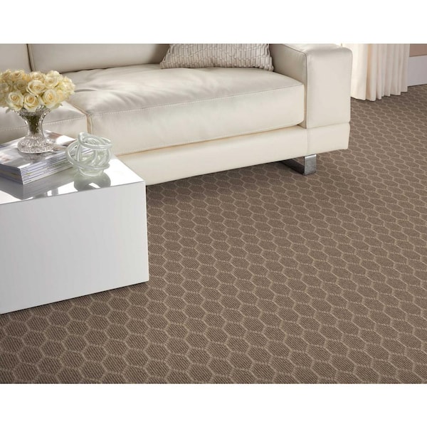 Entanglement Bark/Plains Brown 12 ft. 27 oz. Wool Pattern Installed Carpet