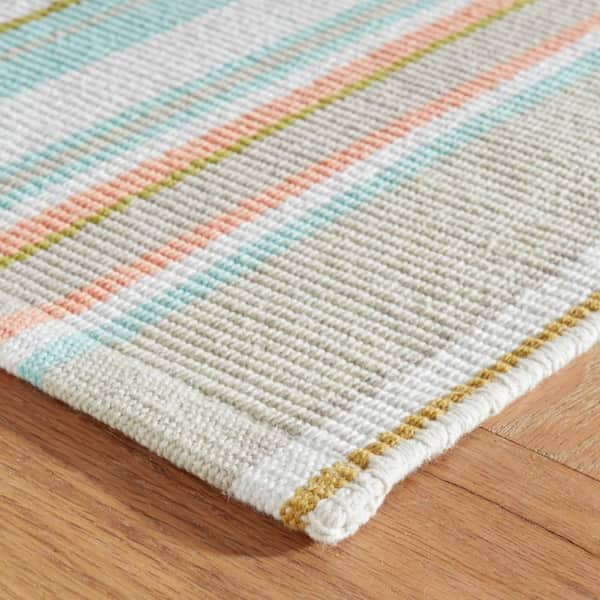 Daphne Stripe Handwoven Cotton Sky 8 ft. x 10 ft. Indoor Area Rug