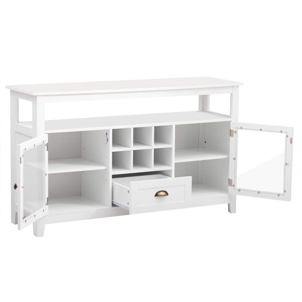 51.2 in. W x 15 in. D x 30 in. H Bathroom White Linen Cabinet