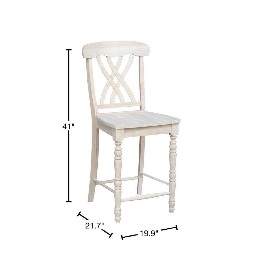 24" Unfinished Parawood Lattice Counter Height Barstool