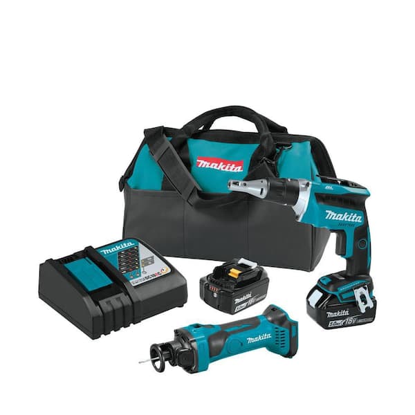 18V LXT Lithium-ion Cordless 2-Piece Combo Kit (Brushless Drywall Screwdriver/Cut-Out Tool) 5.0Ah