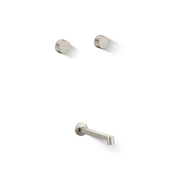 Components Wall-Mount Bathroom Sink Faucet with Oyl Design Handles in Vibrant Brushed Nickel