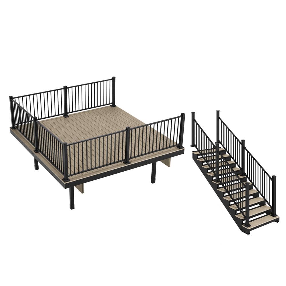 FORTRESS Apex Freestanding 12 ft. x 12 ft. Arctic Birch PVC Deck