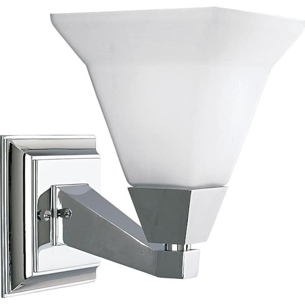 Progress Lighting Glenmont Collection 1-Light Chrome Bath Sconce with Opal Etched Glass Shade