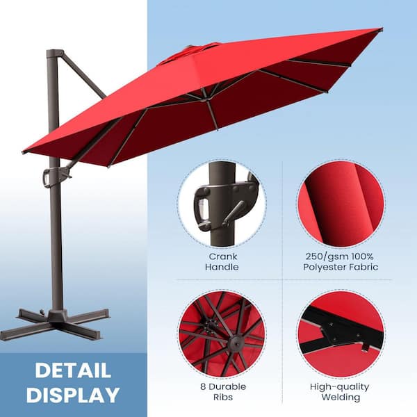 Crestlive Products 10 ft. Square Outdoor Offset Umbrella in Navy