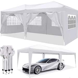 10 ft. x 20 ft. EZ Pop Up Canopy Outdoor Portable Party Folding Tent with 6 Removable Sidewalls and Carry Bag, White
