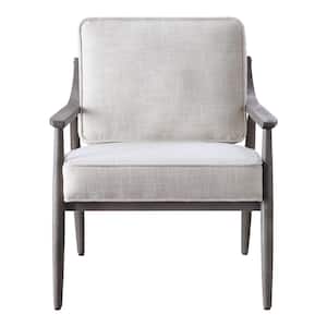 Samuel Arm Chair in Linen Fabric with Grey Brushed Wood Frame K/D