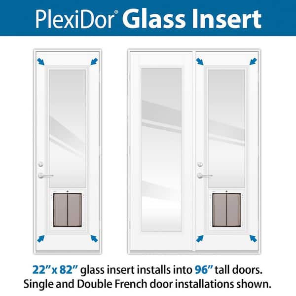 Plexidor Dog Door 22 In X In Clear Glass Insert For 30 In X 96 In Or 60 In X 96 In French Doors Gzfd 22 Lg Wh The Home Depot