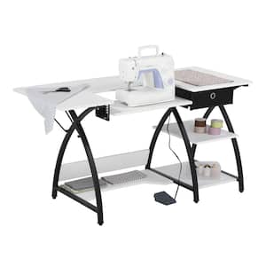 Comet Plus 56.75 in. W x 23.5 in. D PB Craft Sewing Center with Storage Drawers in Black/White
