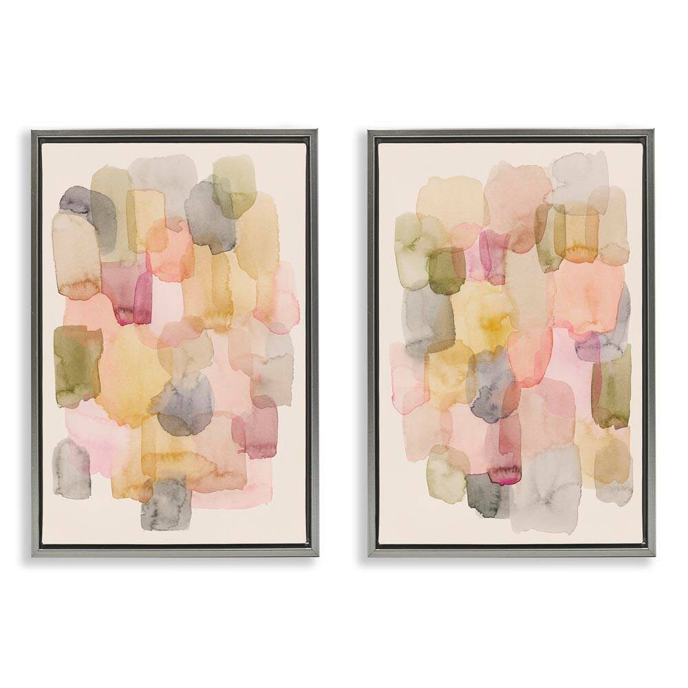 Muted Layered Neutrals by Grace Popp 2-Pieces Gray Floater Frame Abstract Graphic Art Print 31 in. x 21 in. price history on PriceWatchPro