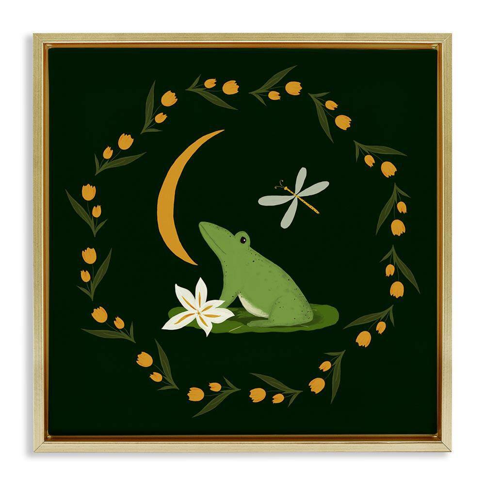 Frog & Moon Garland by Michelle Ingari Designs Gold Floater Frame Animal Graphic Art Print 18 in. x 18 in. price history on PriceWatchPro