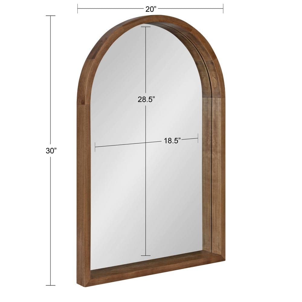 Rustic Poplar Wood 30" Arch Vanity Mirror in Natural Brown