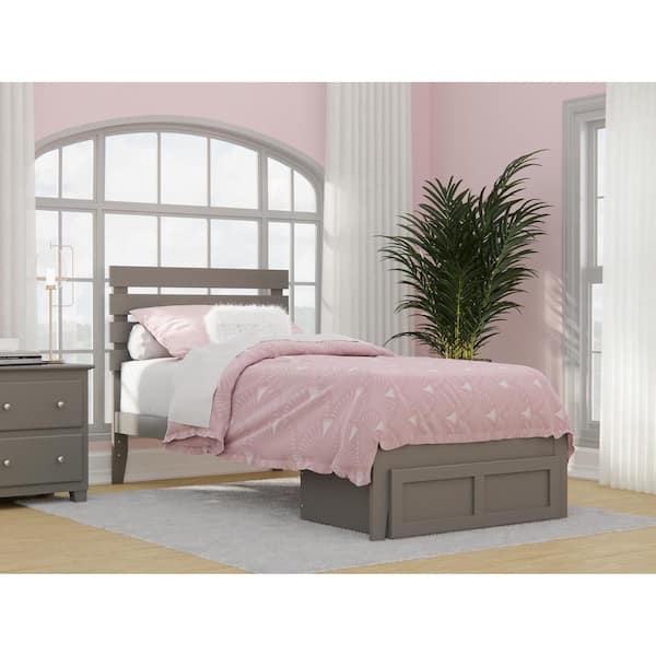 AFI Oxford Twin Extra Long Bed with Foot Drawer and USB Turbo Charger in Grey