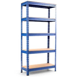 5-Tier Metal Storage Shelves 60 in. Garage Rack With Adjustable Shelves Blue