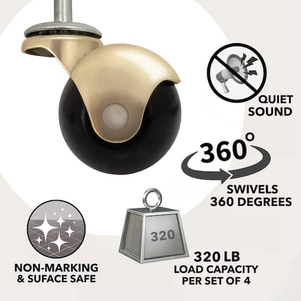 2 in. Black Rubber and Brass Hooded Ball Swivel Stem Caster with 80 lb. Load Rating