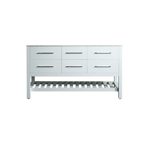 Bosconi 59 in. Main Cabinet Only in White with Matte/Polished Chrome Hardware