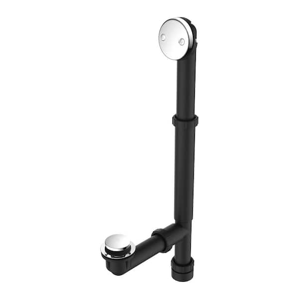 PF WaterWorks Chrome Trim Toe-Touch Bathtub Drain - Black PP