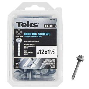 thumbnail image 2 of Teks #9 X 1-1/2 Inch Hex Washer Head Sharp Point Metal-to-Wood Roofing Screws - 400 Count 2 of 6