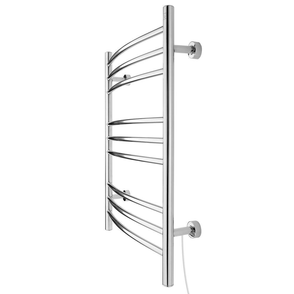 Polished Stainless Steel Wall-Mounted Curved Towel Warmer with 9 Bars
