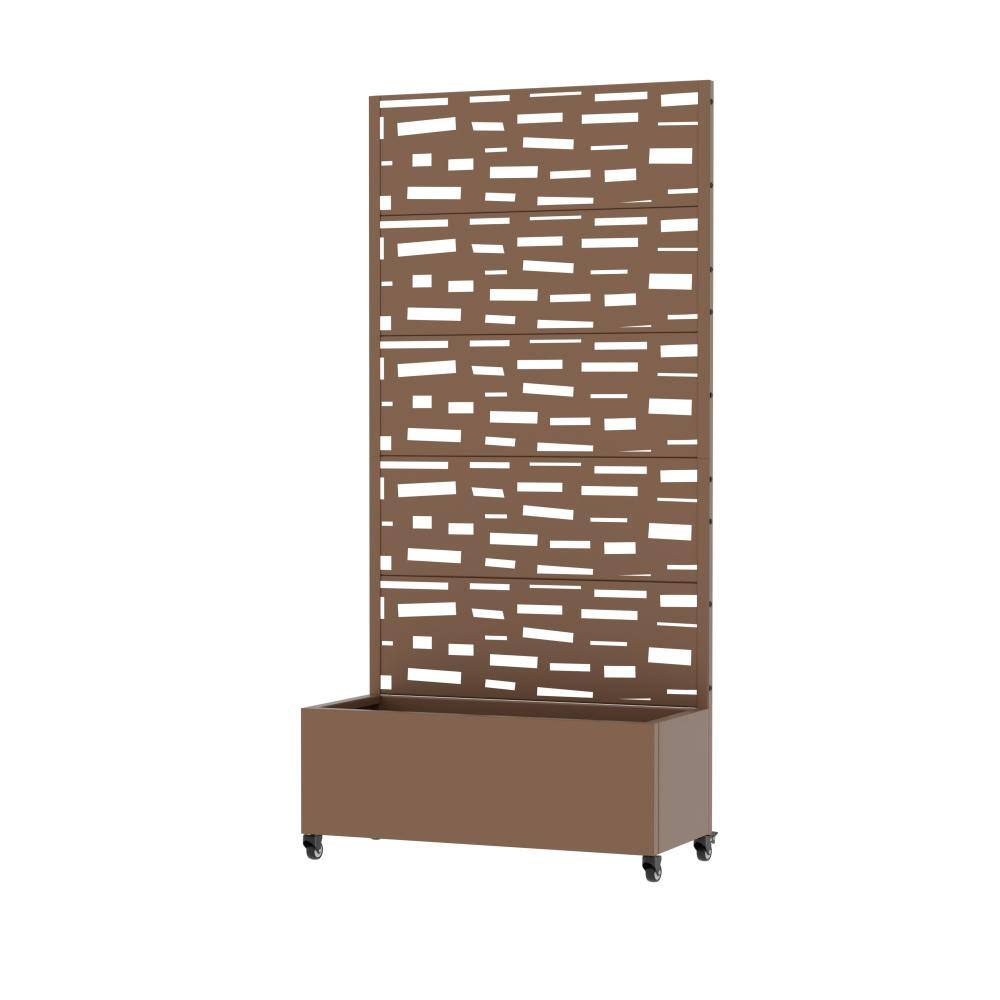 16 in. L x 35 in. W x 72 in. H Brown Metal Planter Box Raised Garden Bed with Privacy Screen for Balcony Porch Yard price history on PriceWatchPro