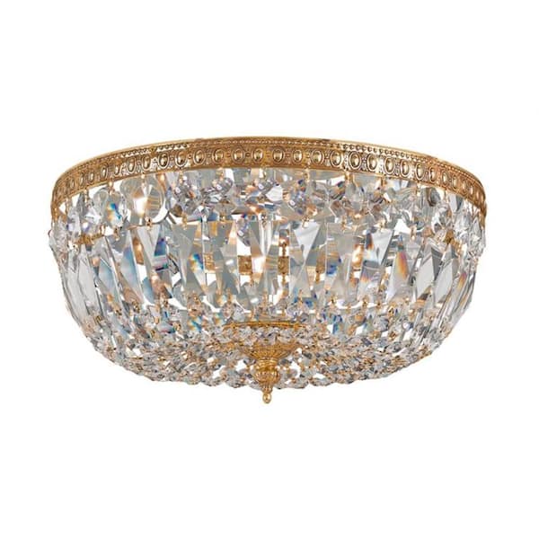Crystorama Ceiling Mount 12 in. 3-Light Olde Brass Flush Mount