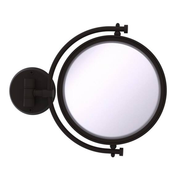 Allied Brass 8 in. x 10 in. Round Framed Wall Mounted Make-Up Mirror 2X Magnification in Oil Rubbed Bronze
