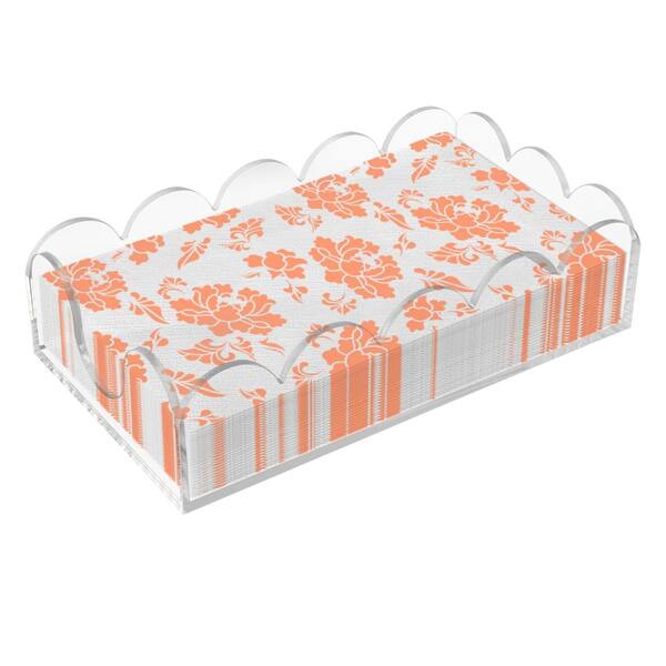 Clear Acrylic Napkin Holder with Scalloped U-Shaped Design 9 x 5.1 x 2.4 in. for Kitchen Bathroom Tray