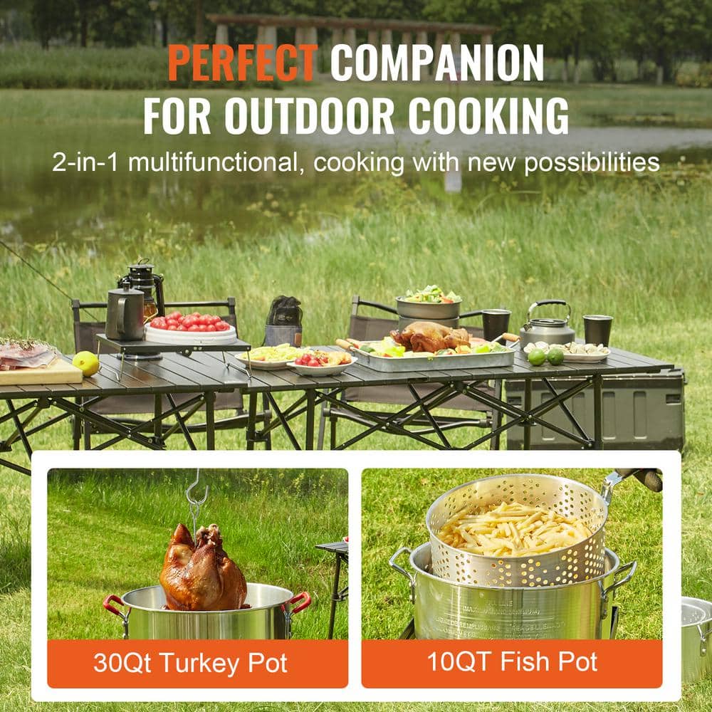 VEVOR VEVOR Premium Aluminum 30 Qt. Turkey Fryer And 10 Qt. Fish Fryer Boiler Steamer Set