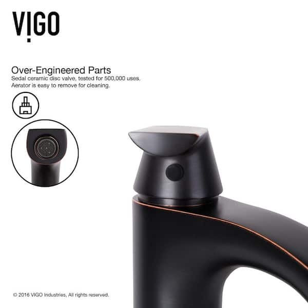 Vigo VGT1241 Wisteria Matte Stone Vessel Bathroom Sink with Linus Vessel Faucet in Antique Rubbed Bronze