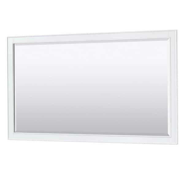 Deborah 58 in. W x 33 in. H Rectangular Framed Wall Bathroom Vanity Mirror in White