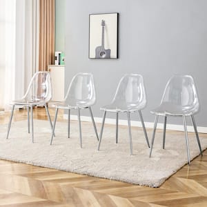 Modern Simple Sliver Dining Chair with Plating Metal Leg (Set of 4)