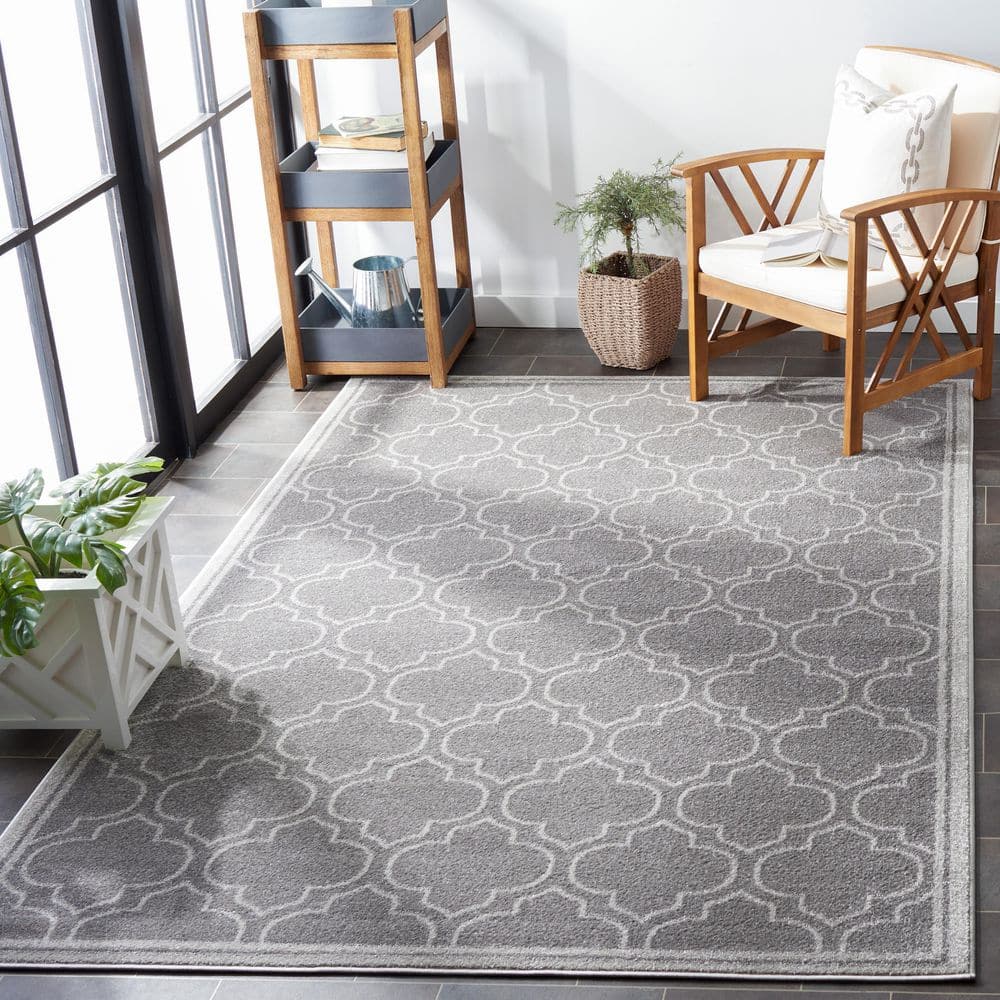 Amherst 8 ft. x 10 ft. Gray/Light Gray Border Geometric Trellis Area Rug price history on PriceWatchPro