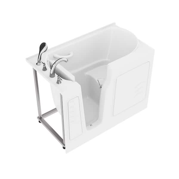Nova Heated 4.4 ft. Walk-In Non-Whirlpool Bathtub in White with Chrome Trim