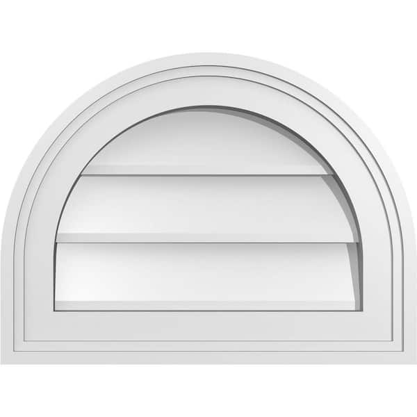 Ekena Millwork 16 in. x 12 in. Round Top White PVC Paintable Gable Louver Vent Non-Functional