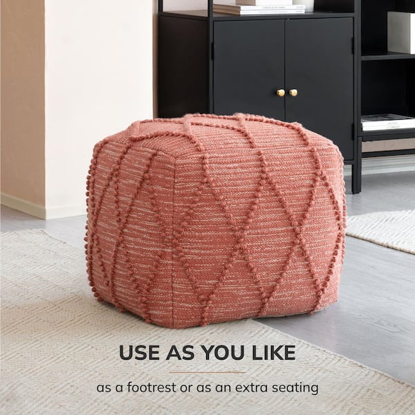 Meritalia orange ottoman オットマン　イタリア Ellis Leather Round Ottoman - Scandinavian Designs