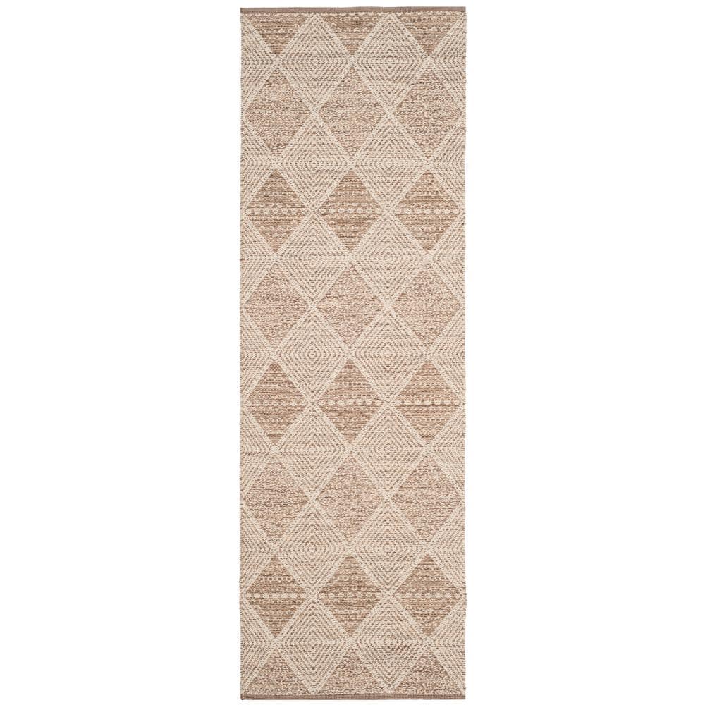Coastal Charm Handwoven Beige Cotton & Wool Runner Rug, 2'3" x 5'