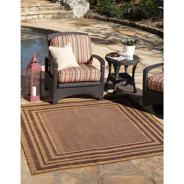 Unique Loom Outdoor Multi Border Gray 2' 2 x 3' 0 Area Rug 3127207 - The  Home Depot