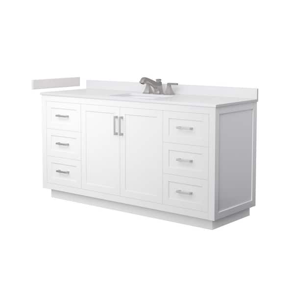 Miranda 66 in. Single Freestanding White Bath Vanity with White Cultured Marble Top