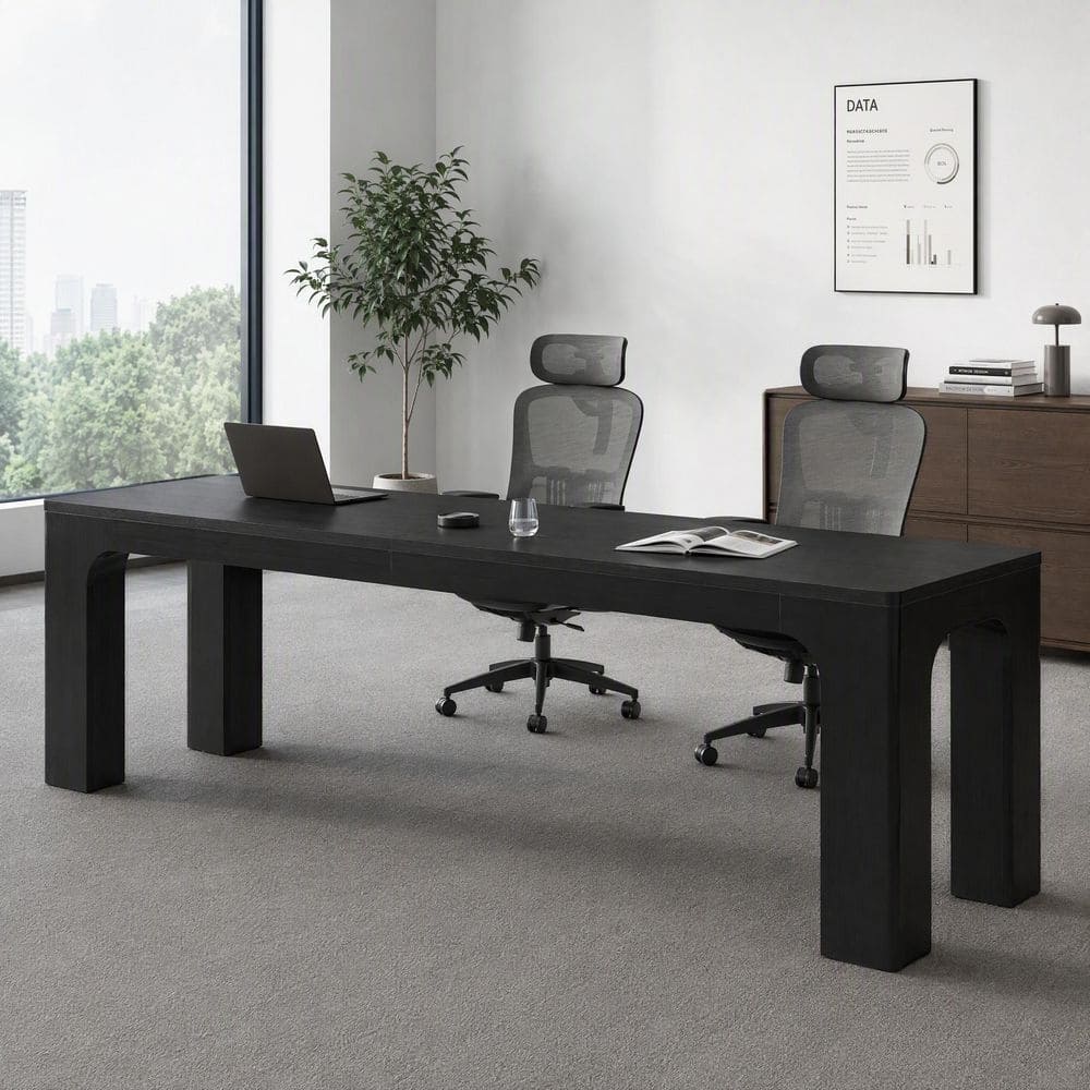 78.7 in. Rectangle Black 2-Person Computer Gaming Desk, Long Executive Desk Workstation for Home Office
