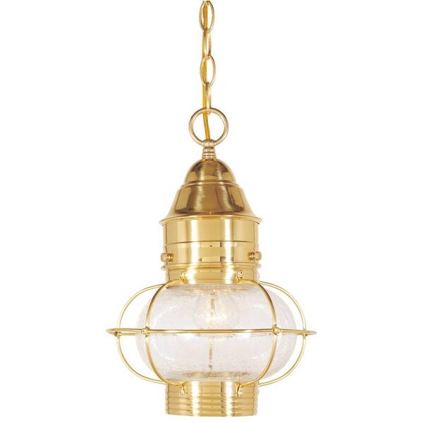 Cordelia Lighting Hanging Outdoor Polished Brass 10 in. Lantern-DISCONTINUED