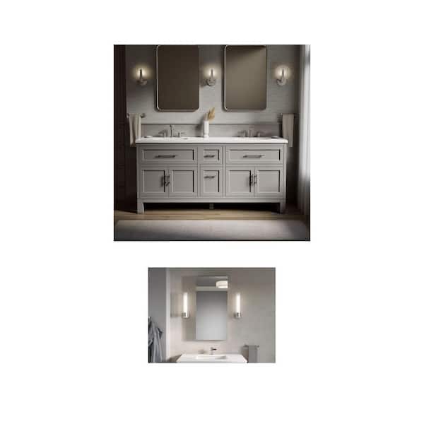Quo 73in Double Sink Vanity with Quartz Top and Maxstow 20 in. x 40 in. Medicine Cabinet Combo