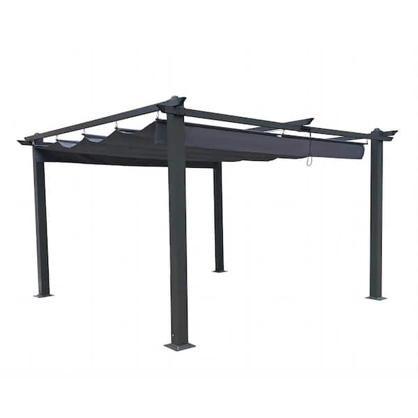 13 ft. x 10 ft. Outdoor Patio Retractable Pergola with Canopy Sun ...