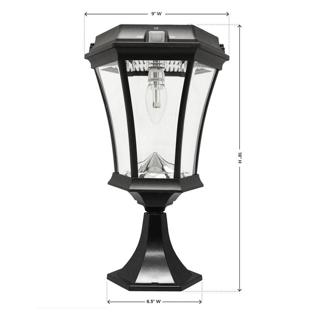 Victorian Black Aluminum Solar LED Lamp Post with Motion Sensor