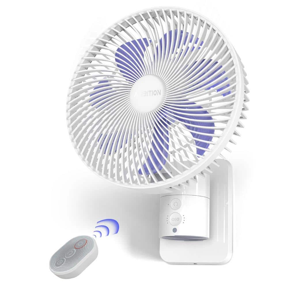 High Velocity 8 in. 4 fan speeds Wall Fan in White with Remote Control, 90 