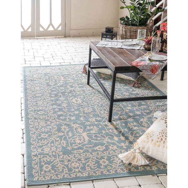 Outdoor Allover Light Blue 6' 0 x 9' 0 Area Rug