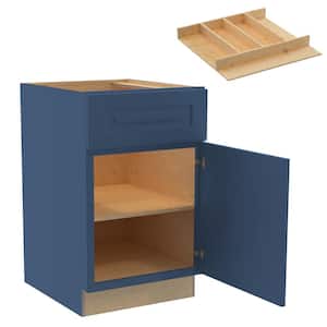 Grayson 21 in. W x 24 in. D x 34.5 in. H Mythic Blue Painted Plywood Shaker Assembled Base Kitchen Cabinet Rt UT Tray
