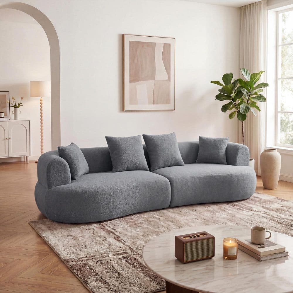 CANYON 122 in. Round Arm 2-Piece Velvet Modular Sectional Sofa with Deep Seat Cloud Comfort Design in Slate Gray price history on PriceWatchPro