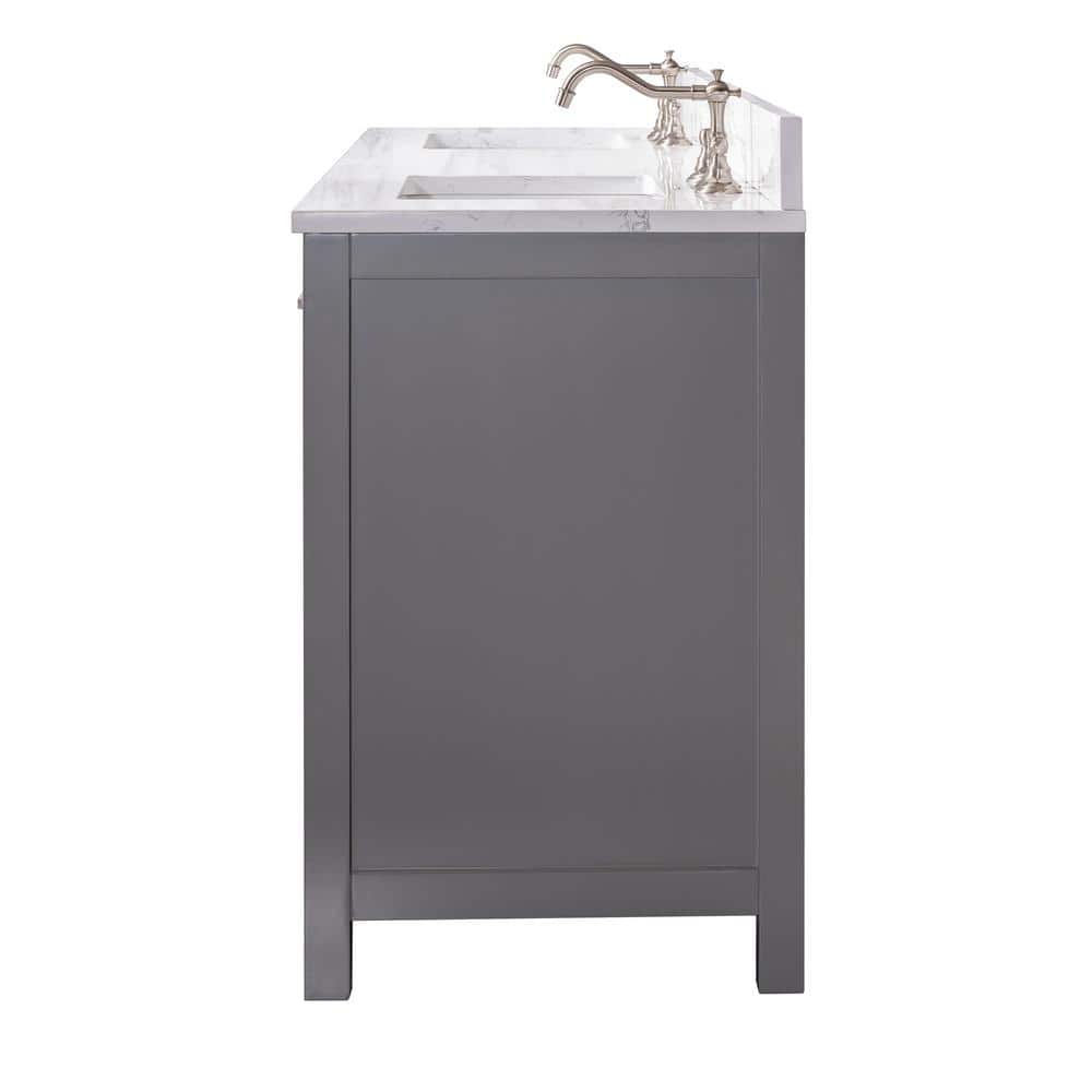 Jasper 72" Gray Double Bathroom Vanity with Carrara White Top